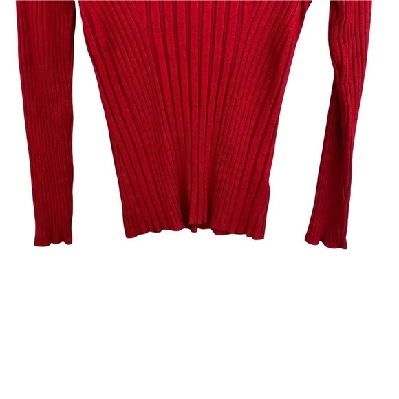 JANA | Womens Fitted Red Long Sleeve Ribbed Turtle Neck Sweater Y2K 2000’s Style - Picture 3 of 6